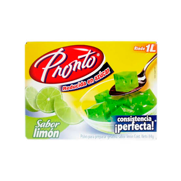 Polvo para gelatina de agua sabor limón 84 g Pronto