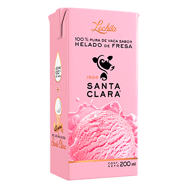 Leche sabor helado de fresa 200 ml Santa Clara