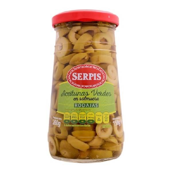 Aceitunas verdes rodajas en salmuera 260 g Serpis