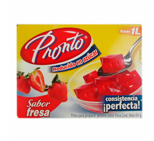 Polvo para gelatina de agua sabor fresa 84 g Pronto