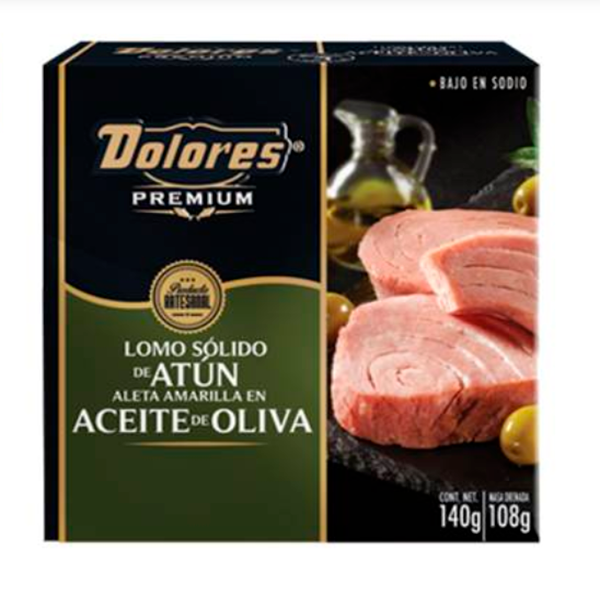 Lomo de atún Premium aleta amarilla en aceite de oliva 140 g Dolores
