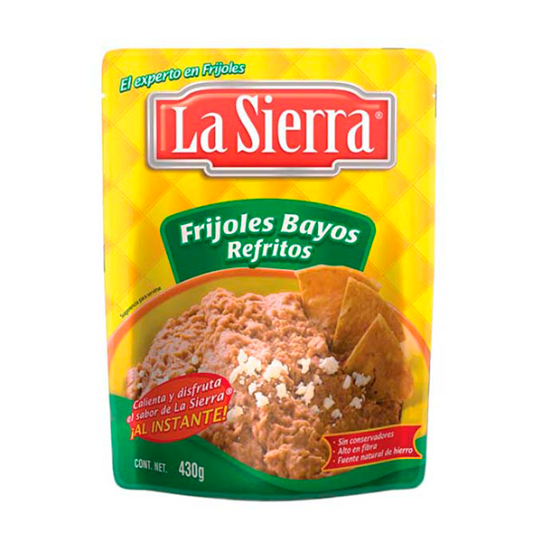 Frijoles bayos refritos en bolsa 430 g La Sierra