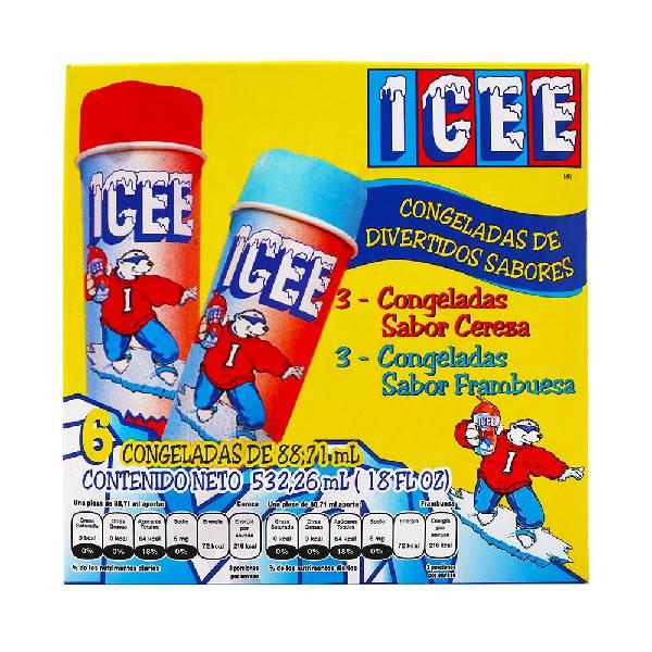 Congeladas 3 sabor cereza y 3 sabor frambuesa Icee