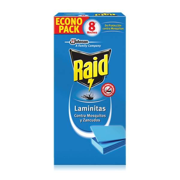 Laminitas contra mosquitos y zancudos 8 pz Raid