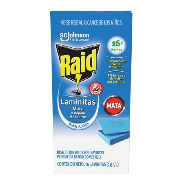 Insecticida laminitas mata y repele mosquitos 16 pz de 1 g c/u Raid