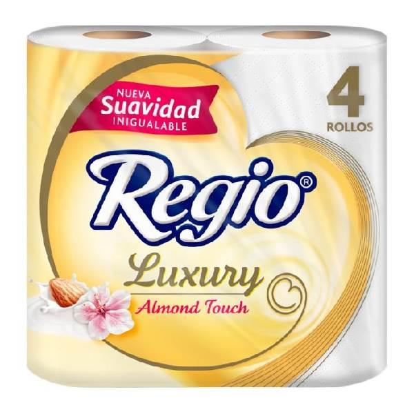 Papel higiénico luxury almond touch 4 rollos con 190 hojas triples Regio