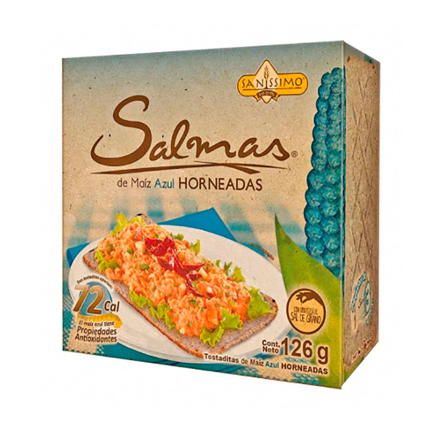 Tostaditas de maíz Salmas azul hornedas 126 g Sanissimo