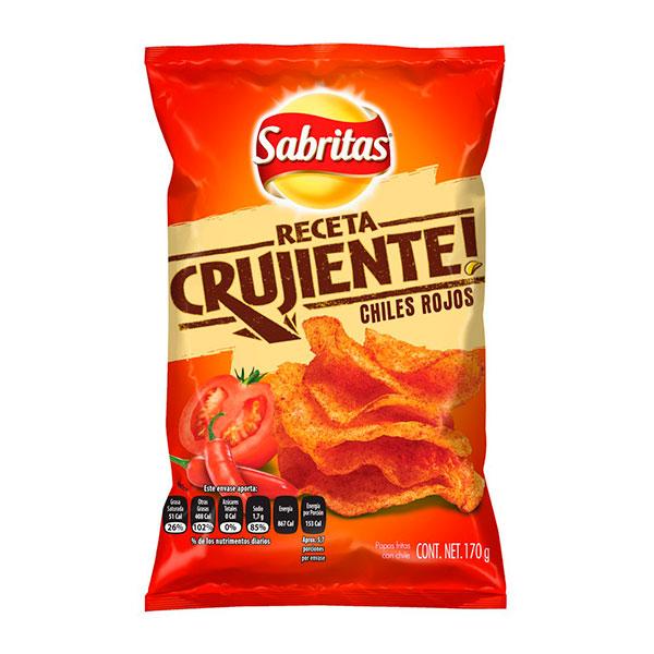 Papas Receta Crujiente sabor chiles rojos 170 g Sabritas