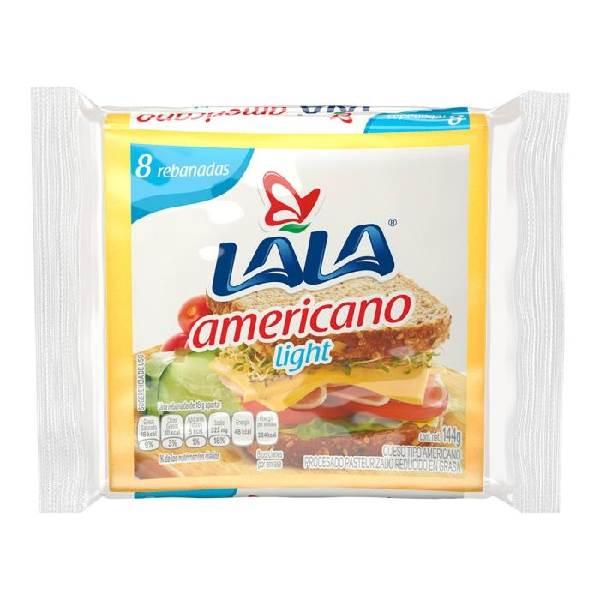 Queso amarillo americano light 8 rebanadas 144 g Lala