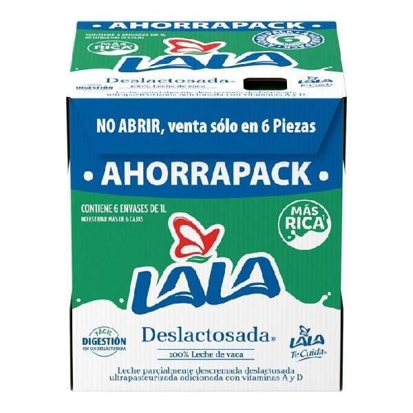 Leche deslactosada caja con 6 pz de 1 l c/u Lala