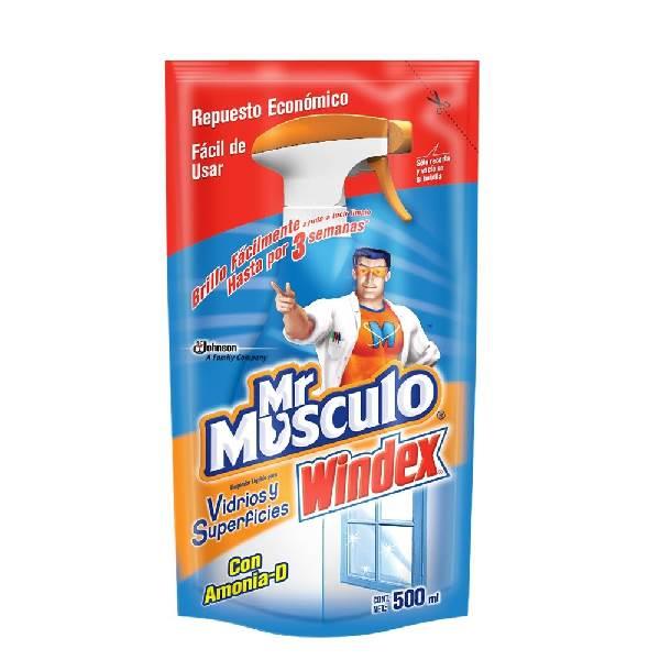 Limpiador líquido Mr Músculo Windex vidrios y superficies repuesto 500 ml
