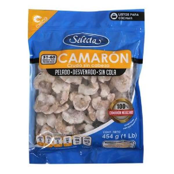 Camarón chico crudo sin cabeza 454 g Selecta
